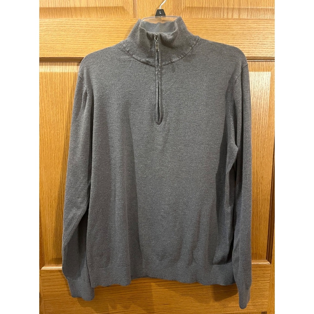 Old Money Soft Boy 1/4 Zip Collared Sweater Heathered Charcoal Gray Mens Size M